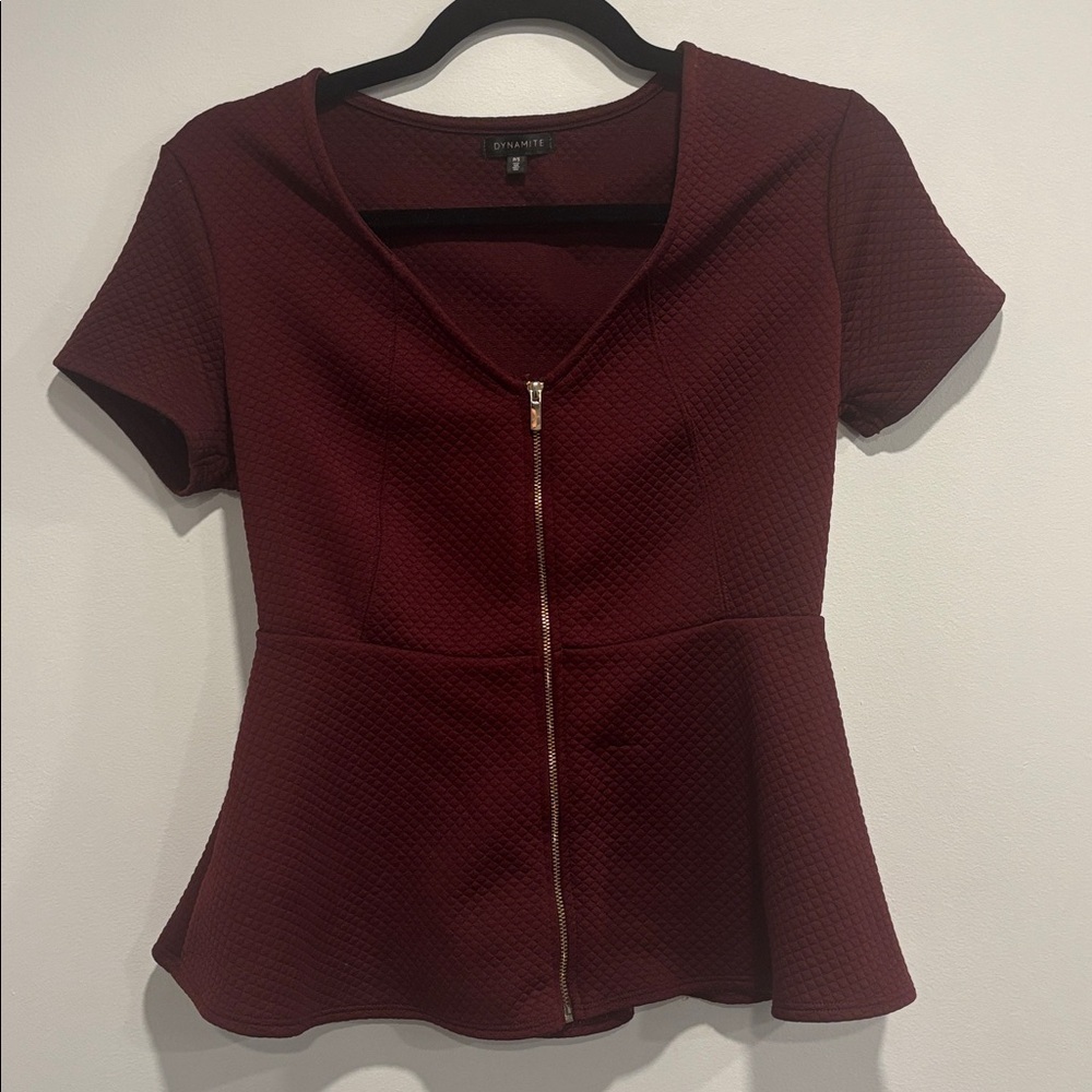Dynamite Textured Burgundy Top